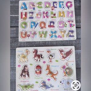 Colorful Alphabet and Animal Wooden Puzzle Set
